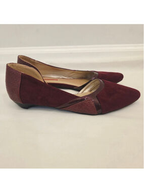 C Label Burgundy D'Orsay Pointed Toe Flats Size 8